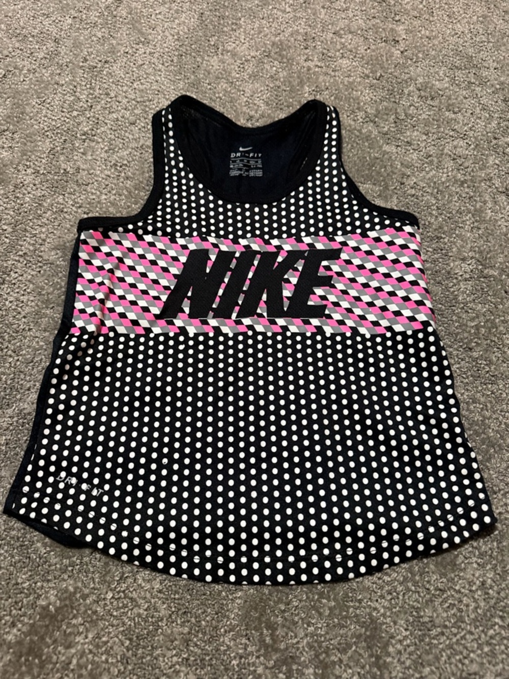 NIKE‎ XS(4) young girls tank top black pink white super soft and cute - Picture 2 of 7